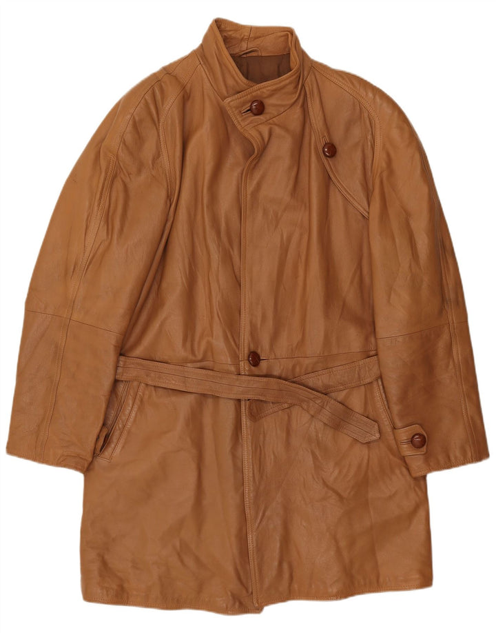 Cappotto in pelle vintage da uomo IT 52 XL in pelle marrone