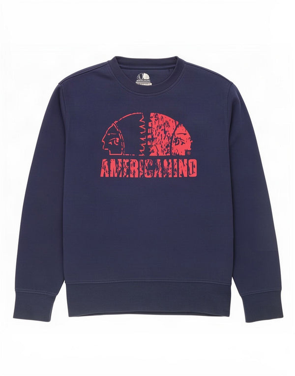 Americanino Felpa grafica da uomo Maglione XL Blu navy in cotone