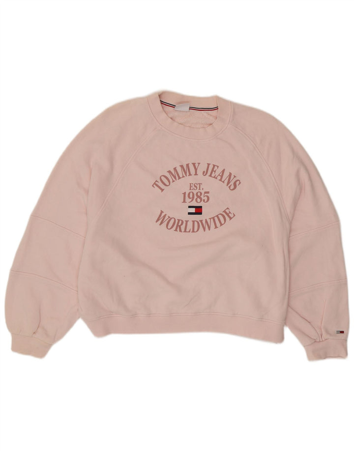 TOMMY HILFIGER Felpa con grafica oversize da donna UK 20 2XL Rosa
