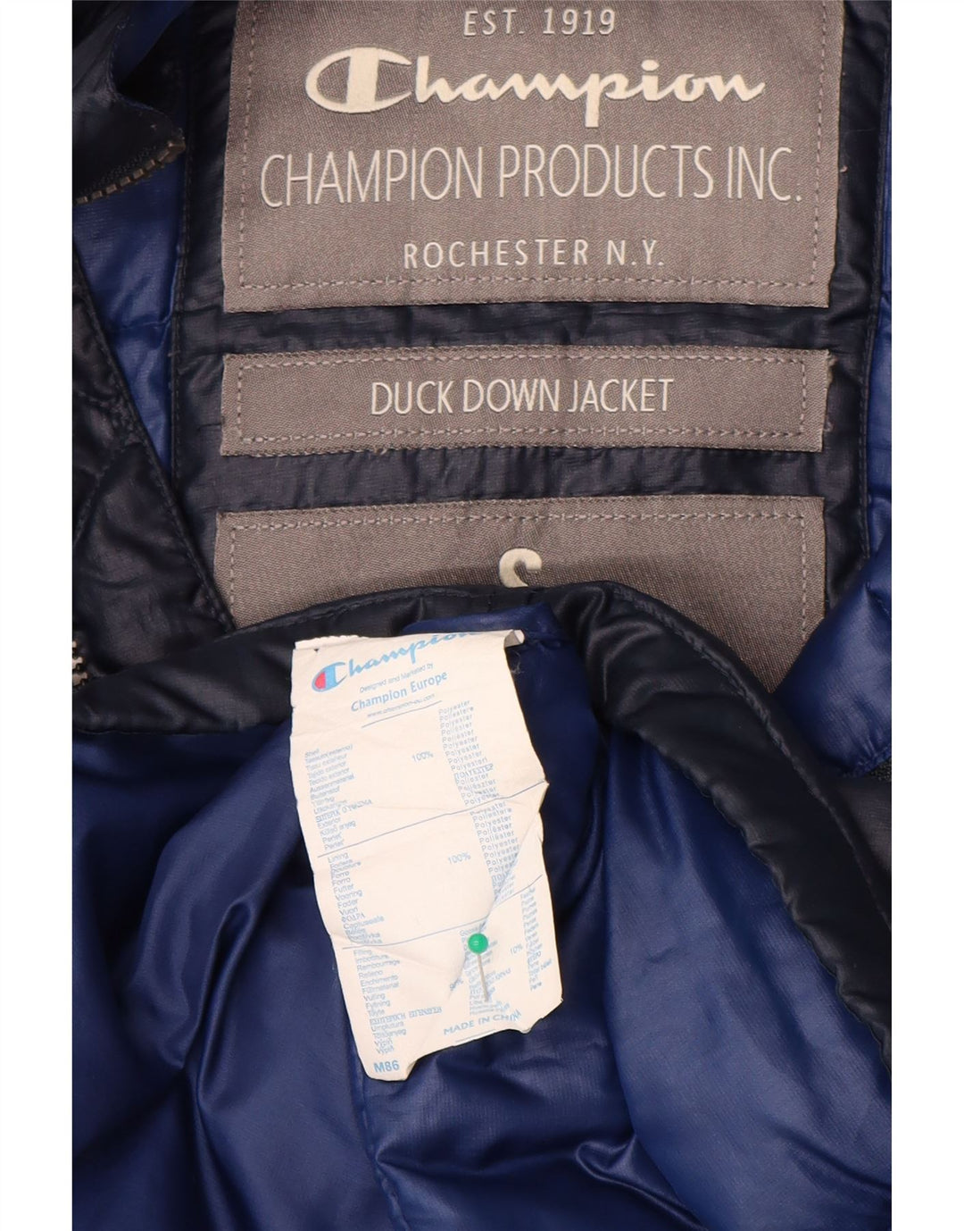 Giacca imbottita imbottita da uomo Champion UK 36 Small Blu Navy