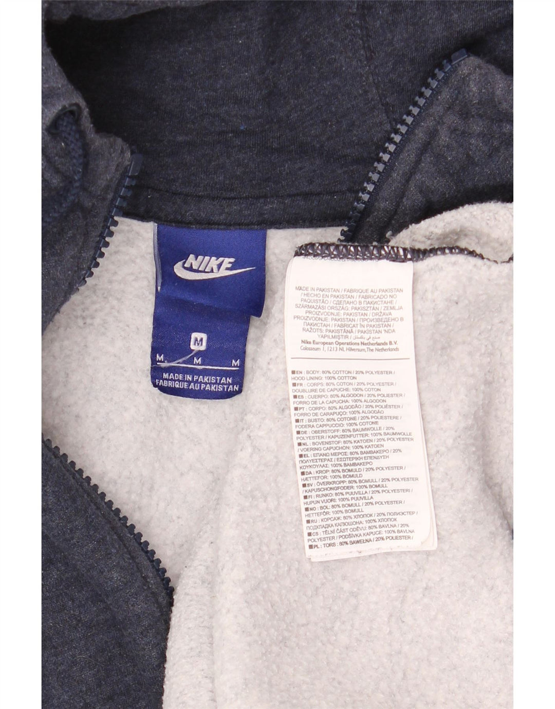 Maglione con cappuccio e zip da uomo NIKE in cotone blu navy medio