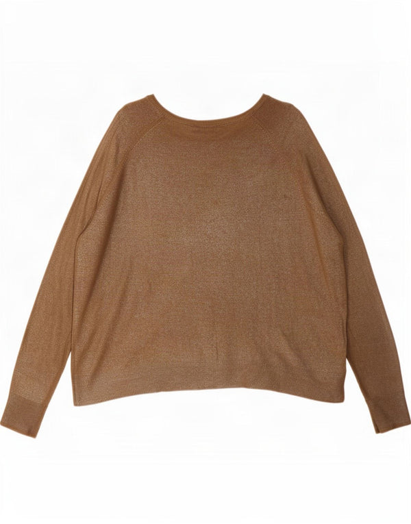 Maglione oversize con scollo a barca da donna Zara UK 16 Large in viscosa marrone
