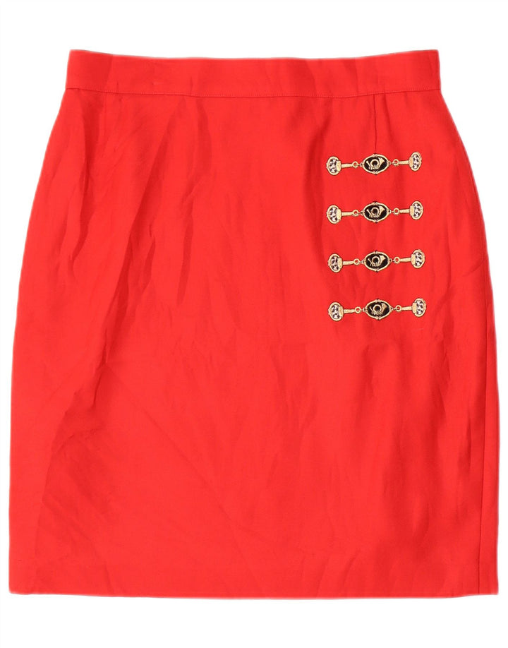 Gonna tubino da donna Santandrea con motivo astratto W30 rosso medio in lana