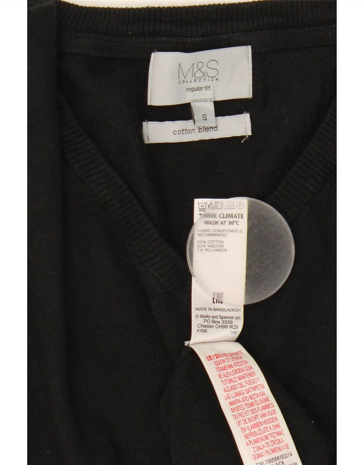 Maglione da donna Marks & Spencer vestibilità regolare con scollo a V UK 10 piccolo nero