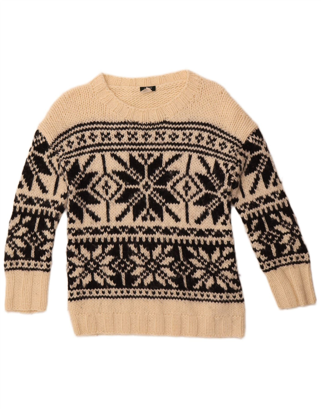 J. Crew Maglione da donna con scollo a barchetta UK 12 Medio Bianco sporco Fair Isle