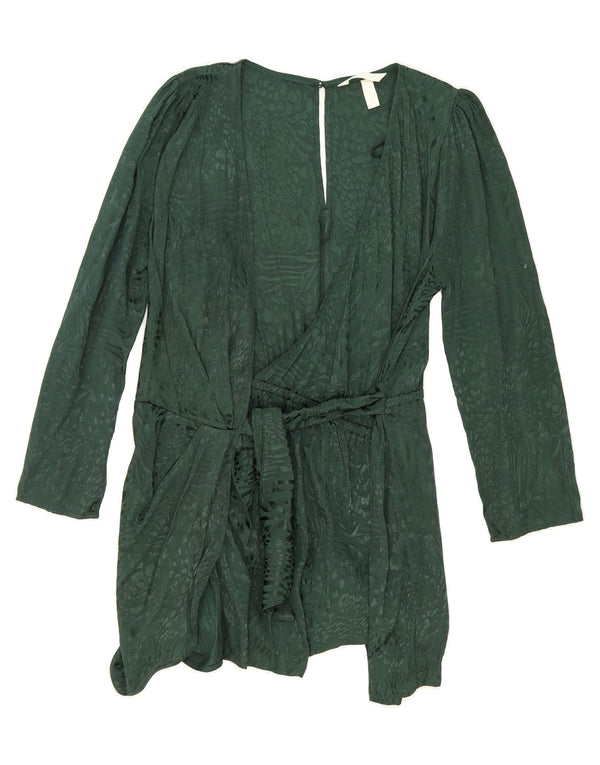H&M Womens Abstract Pattern Long Sleeve Wrap Dress UK 16 Large  Green