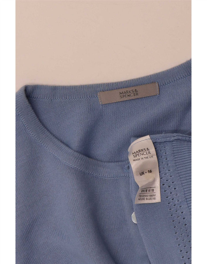 Maglione cardigan da donna Marks & Spencer UK 16 grande acrilico blu
