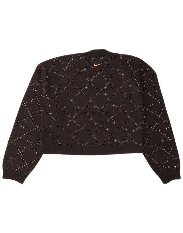 Felpa corta Nike Therma-Fit da donna UK 6 XS Nero geometrico