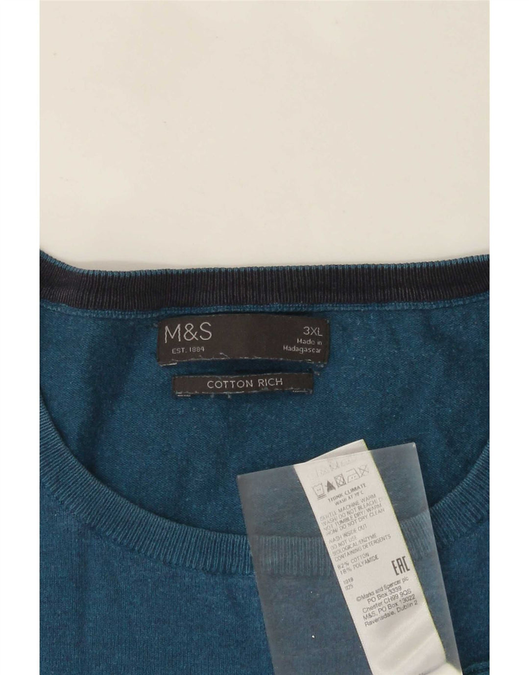 T-shirt da uomo Marks & Spencer Top 3XL in cotone color block blu