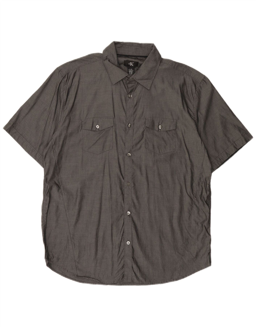 CALVIN KLEIN Camicia a maniche corte da uomo Large in cotone grigio