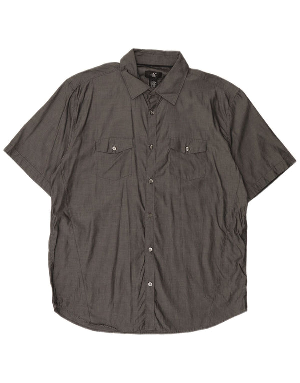 CALVIN KLEIN Camicia a maniche corte da uomo Large in cotone grigio