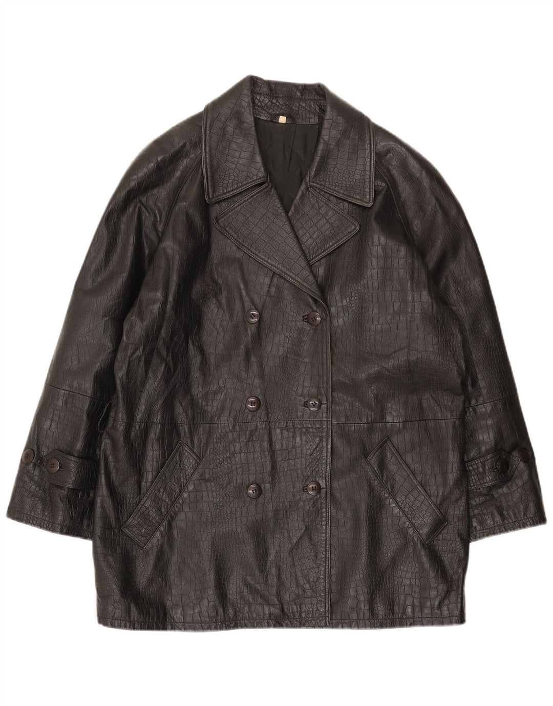 Cappotto Doppiopetto Donna Conbipel IT 40 Small Nero Stampa Animalier