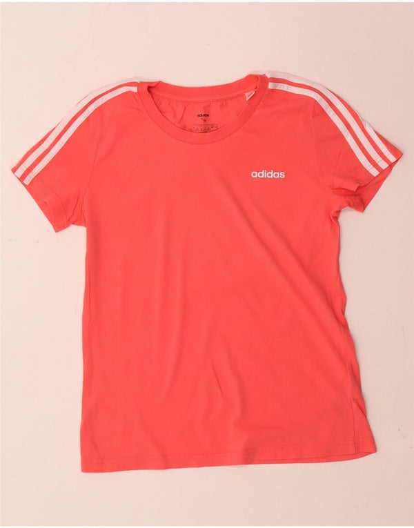 Adidas Womens T-Shirt Top UK 12/14 Medium Red Cotton