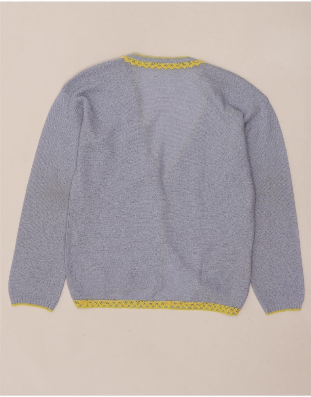 Maglione cardigan da donna vintage UK 14 blu medio