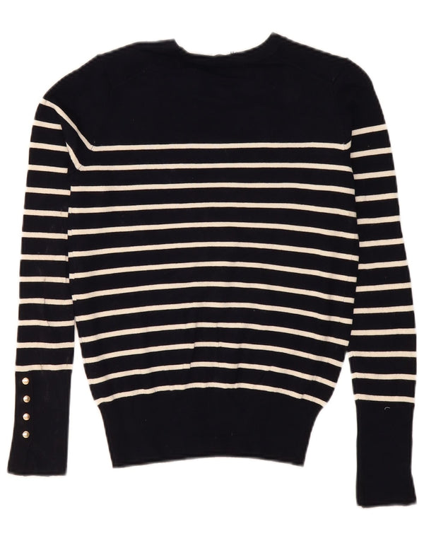 Maglione maglione girocollo da donna Zara UK 10 piccolo a righe blu navy