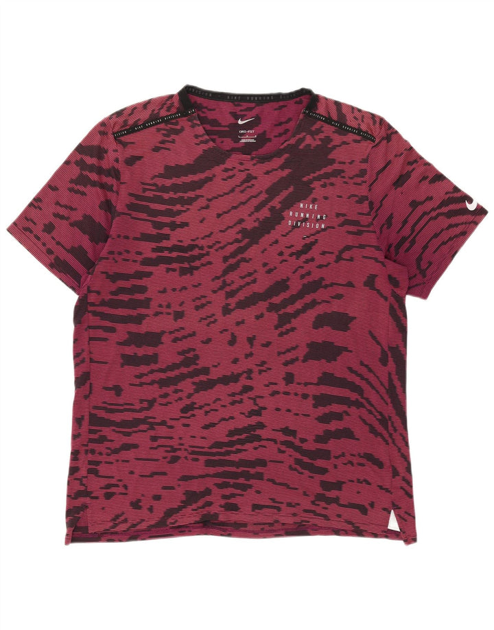 T-shirt Nike da uomo Dri Fit, grande, in poliestere tie-dye bordeaux