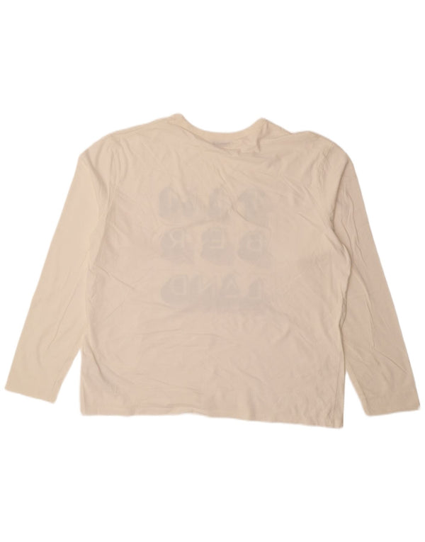 TIMBERLAND Top grafico da uomo a maniche lunghe XL in cotone bianco sporco