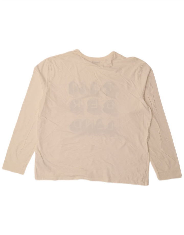 TIMBERLAND Top grafico da uomo a maniche lunghe XL in cotone bianco sporco