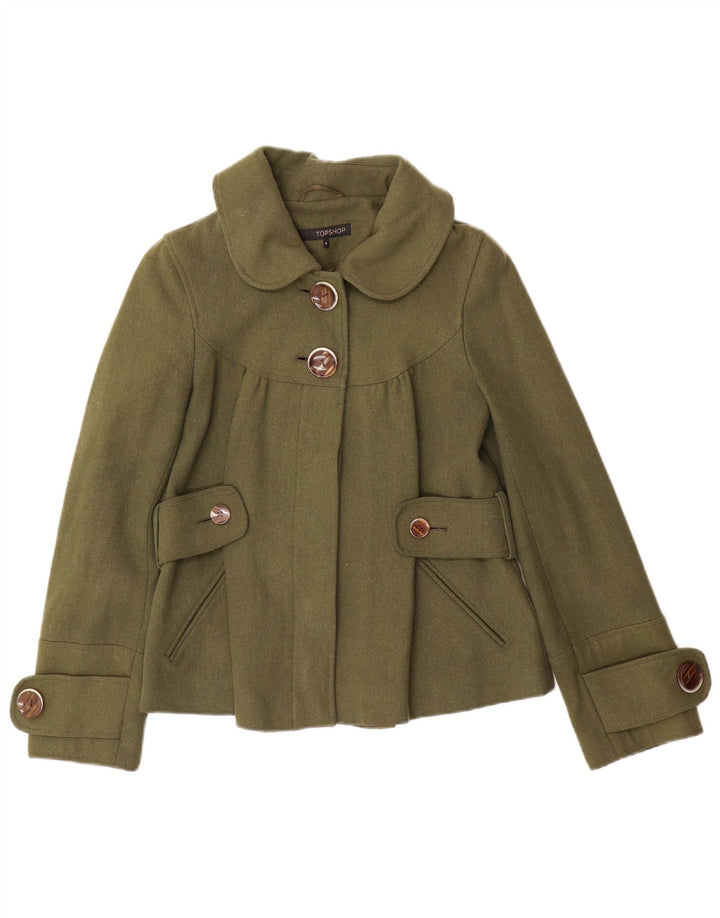 Cappotto da marinaio da donna Topshop UK 8 piccolo in lana verde