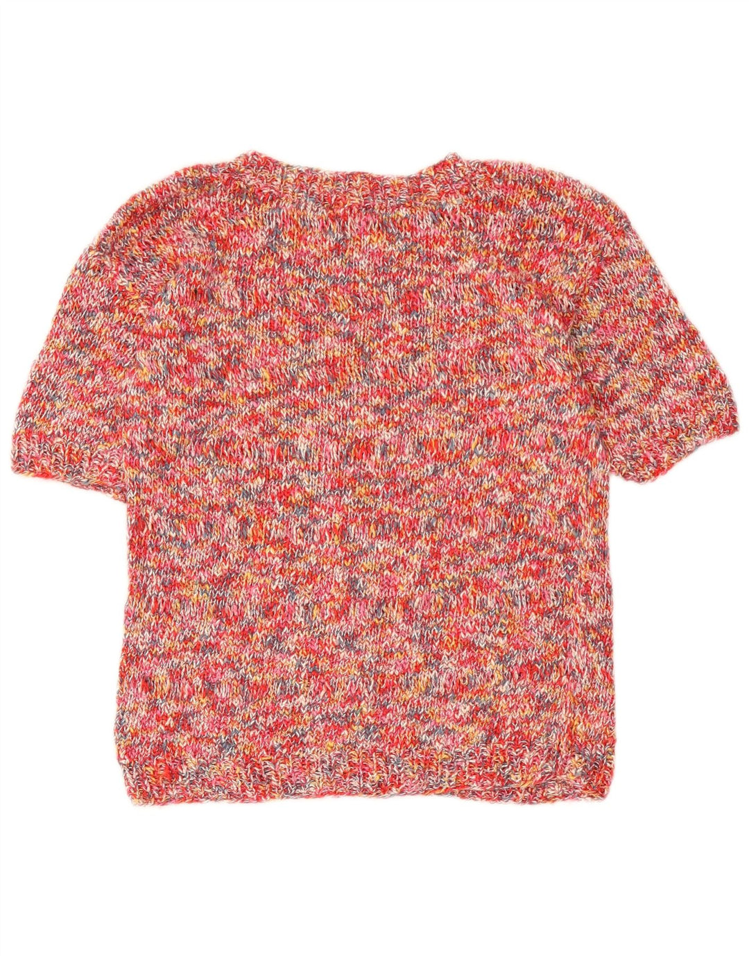 Maglione maglione girocollo da donna vintage UK 12 rosso medio chiazzato