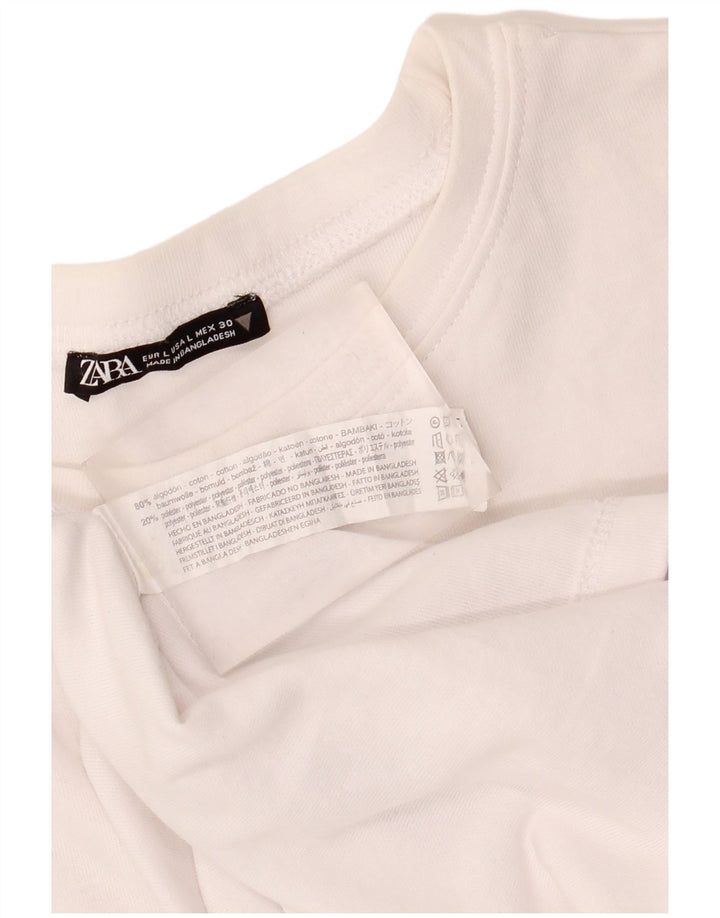 T-shirt da donna Zara Top UK 16 grande in cotone bianco sporco