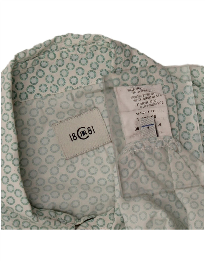 CERRUTI 1881 Womens Shirt Large Turquoise Geometric Cotton