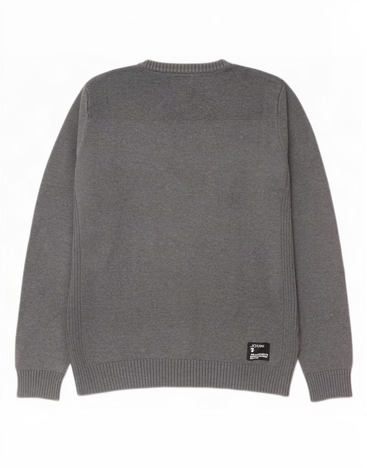 Maglione maglione con scollo a V da uomo Jack & Jones in cotone grigio medio