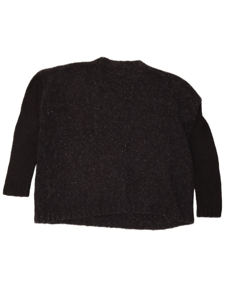 Maglione maglione girocollo oversize da donna Topshop UK 10 piccolo grigio chiazzato