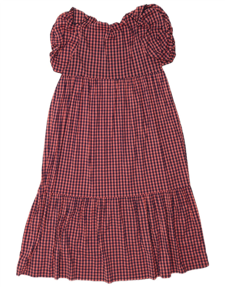 Abito impero da donna Zara con volant UK 10 piccolo poliestere a quadretti rosa