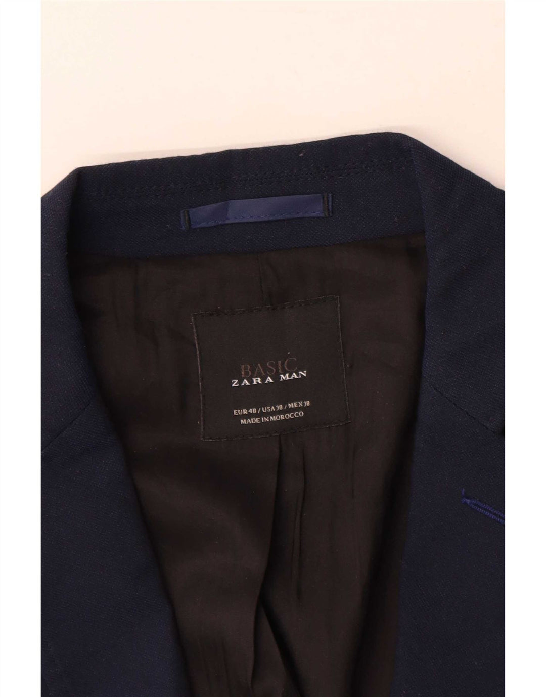 Giacca blazer a 2 bottoni da uomo Zara EU 48 poliestere blu navy medio