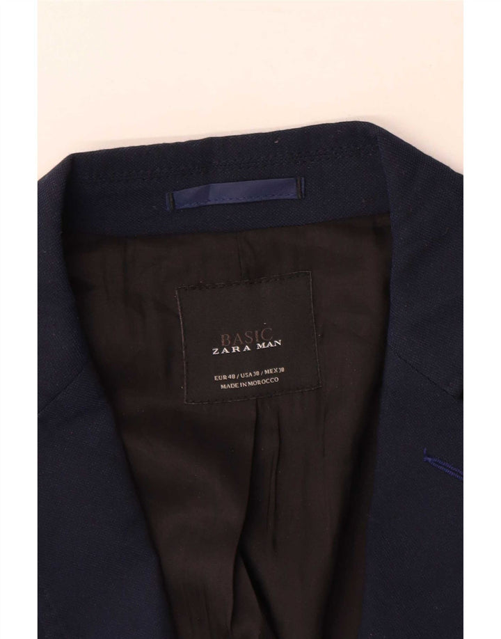 Giacca blazer a 2 bottoni da uomo Zara EU 48 poliestere blu navy medio