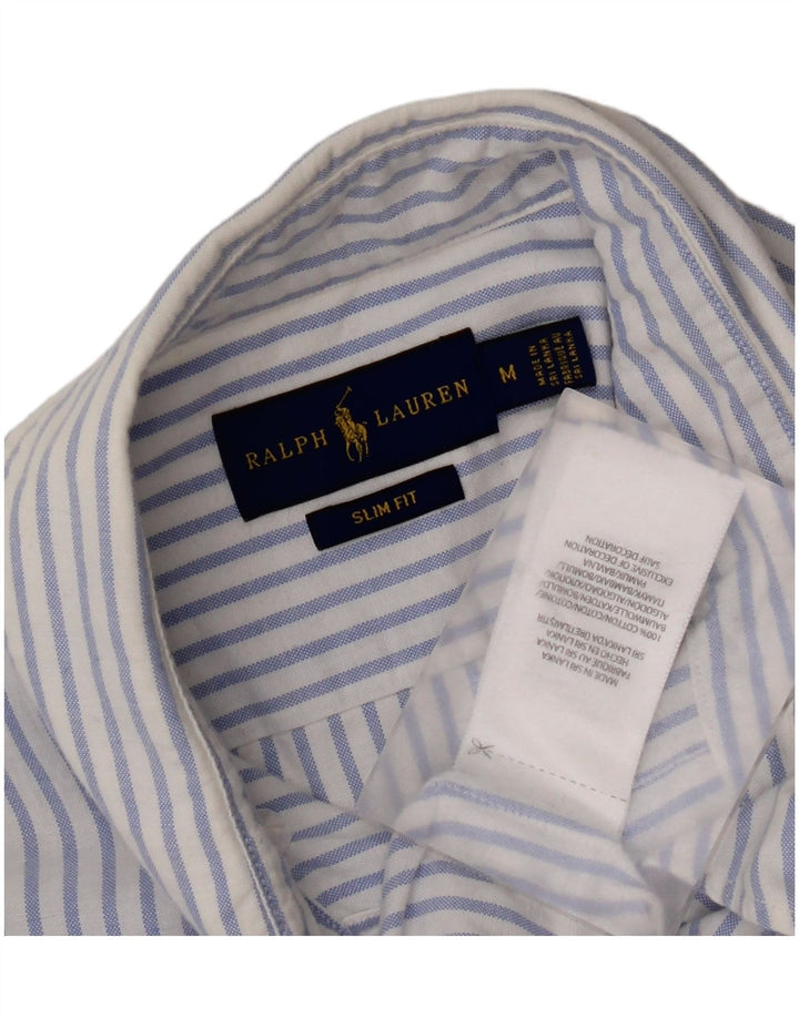Camicia slim fit da uomo Ralph Lauren in cotone a righe blu medio
