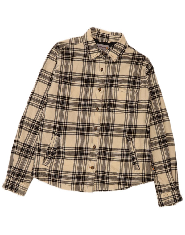 Camicia in flanella da boscaiolo da donna Carhartt UK 6 XS in cotone a quadri beige