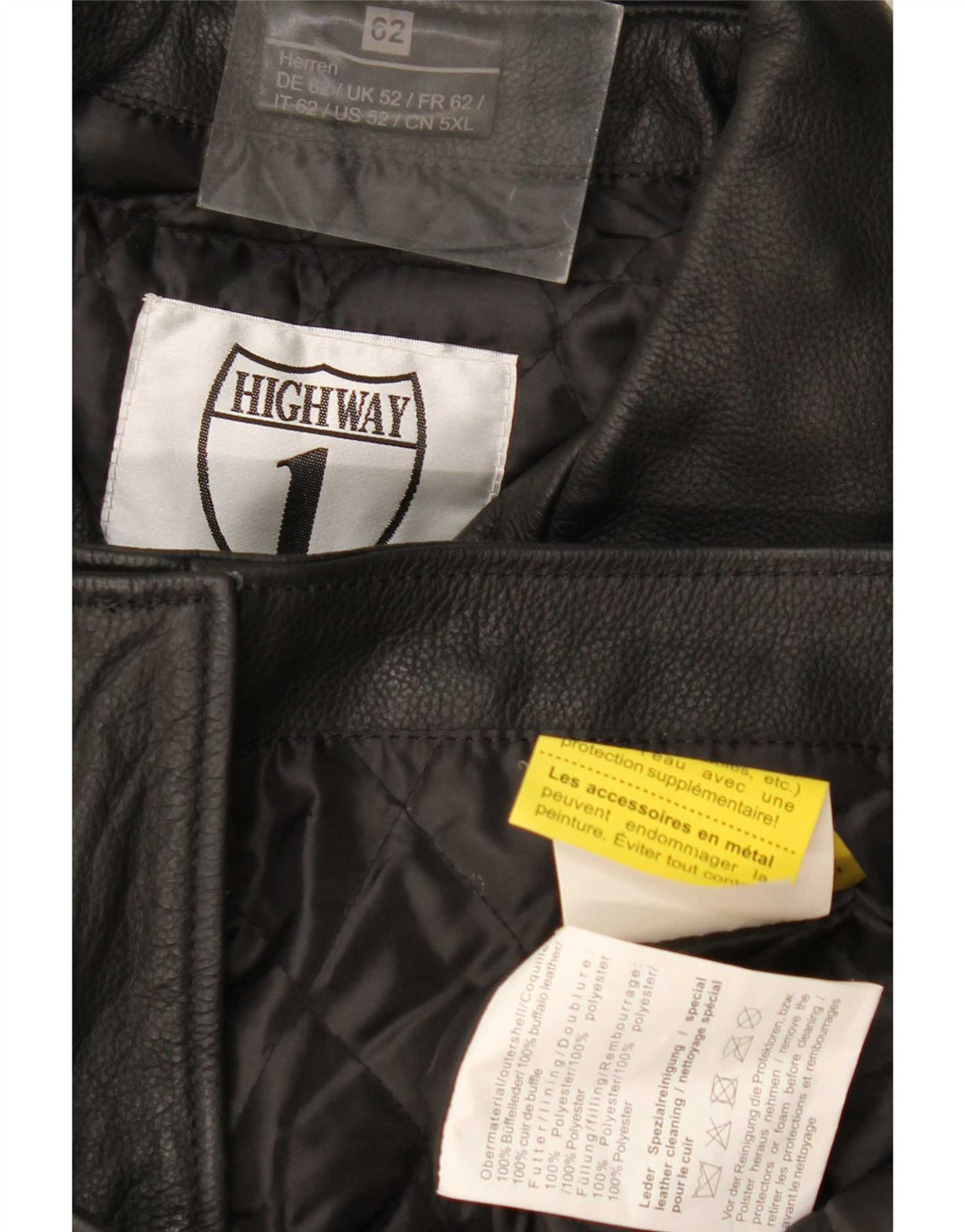 Giacca da motociclista in pelle da uomo Highway 1 UK 52 4XL Pelle nera