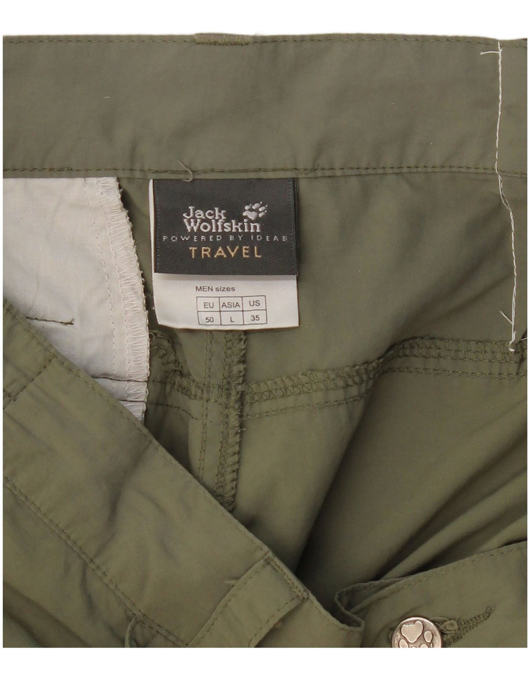 JACK WOLFSKIN Pantaloni cargo dritti da viaggio da uomo grandi W34 L30 kaki