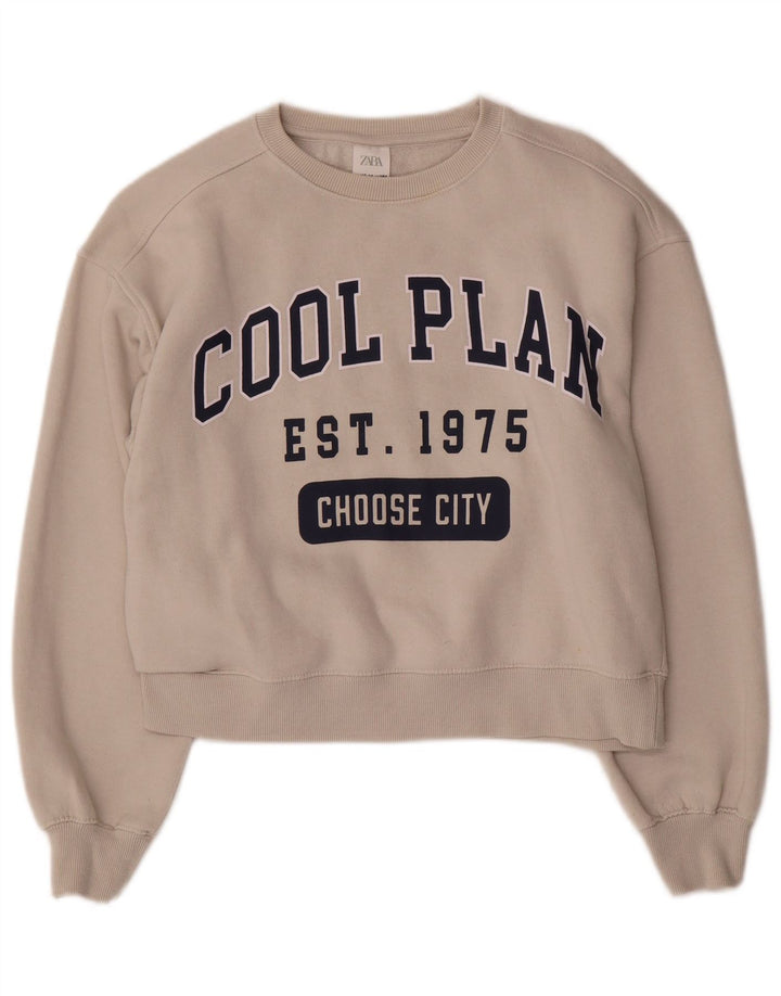 Felpa con grafica corta Zara per ragazze 13-14 anni bianca