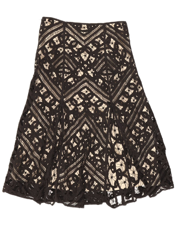 Gonna a trapezio da donna Coast UK 10 piccola W26 cotone geometrico nero
