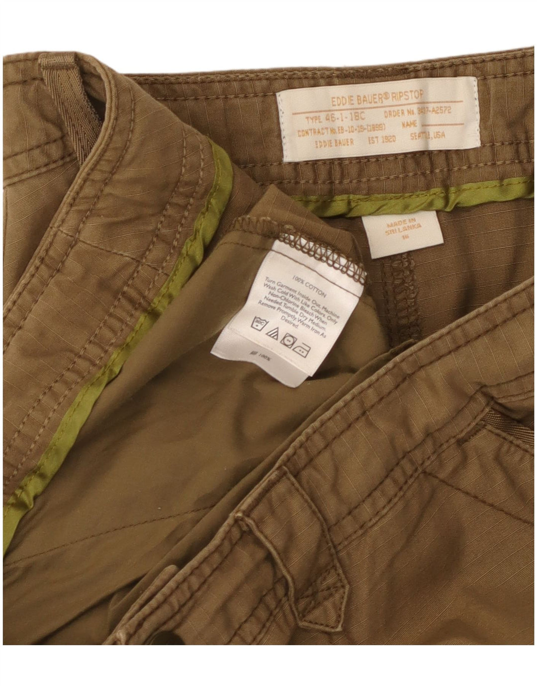Pantaloncini cargo da donna Eddie Bauer US 16 2XL W40 cotone kaki