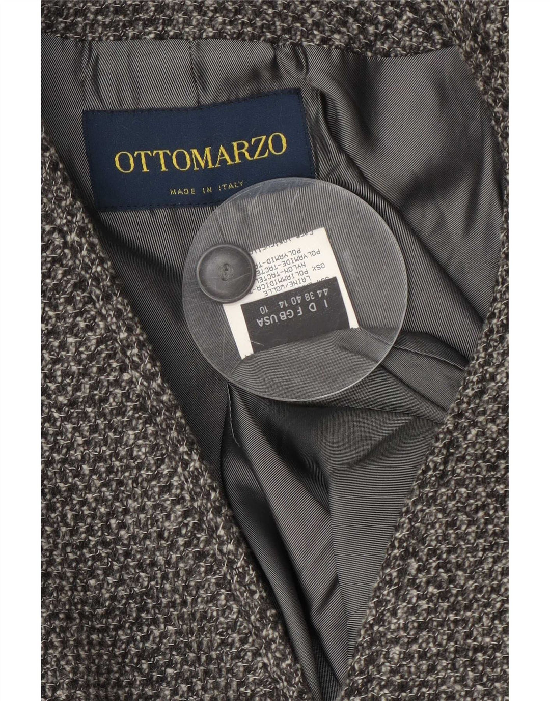 Giacca blazer vintage da donna a 3 bottoni UK 14 grande lana grigia