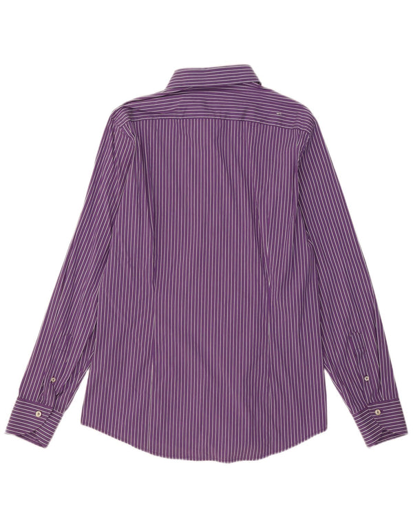Camicia Benetton Uomo XL Viola Gessato Cotone