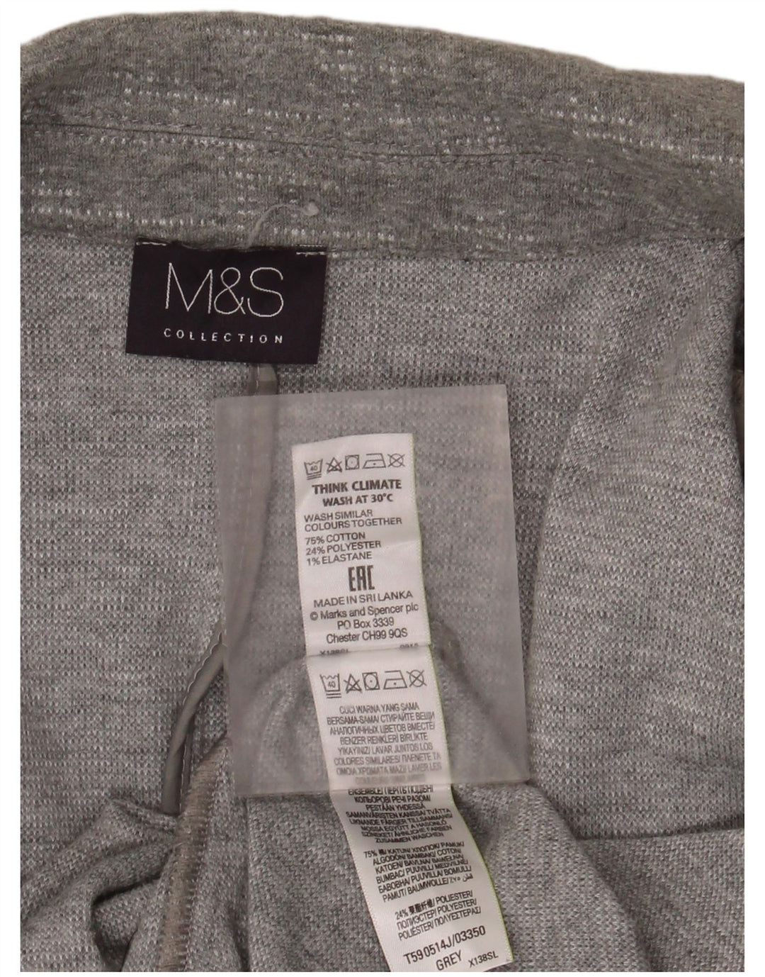 Giacca blazer aperta con maniche a 3/4 Marks & Spencer da donna UK 20 2XL cotone grigio