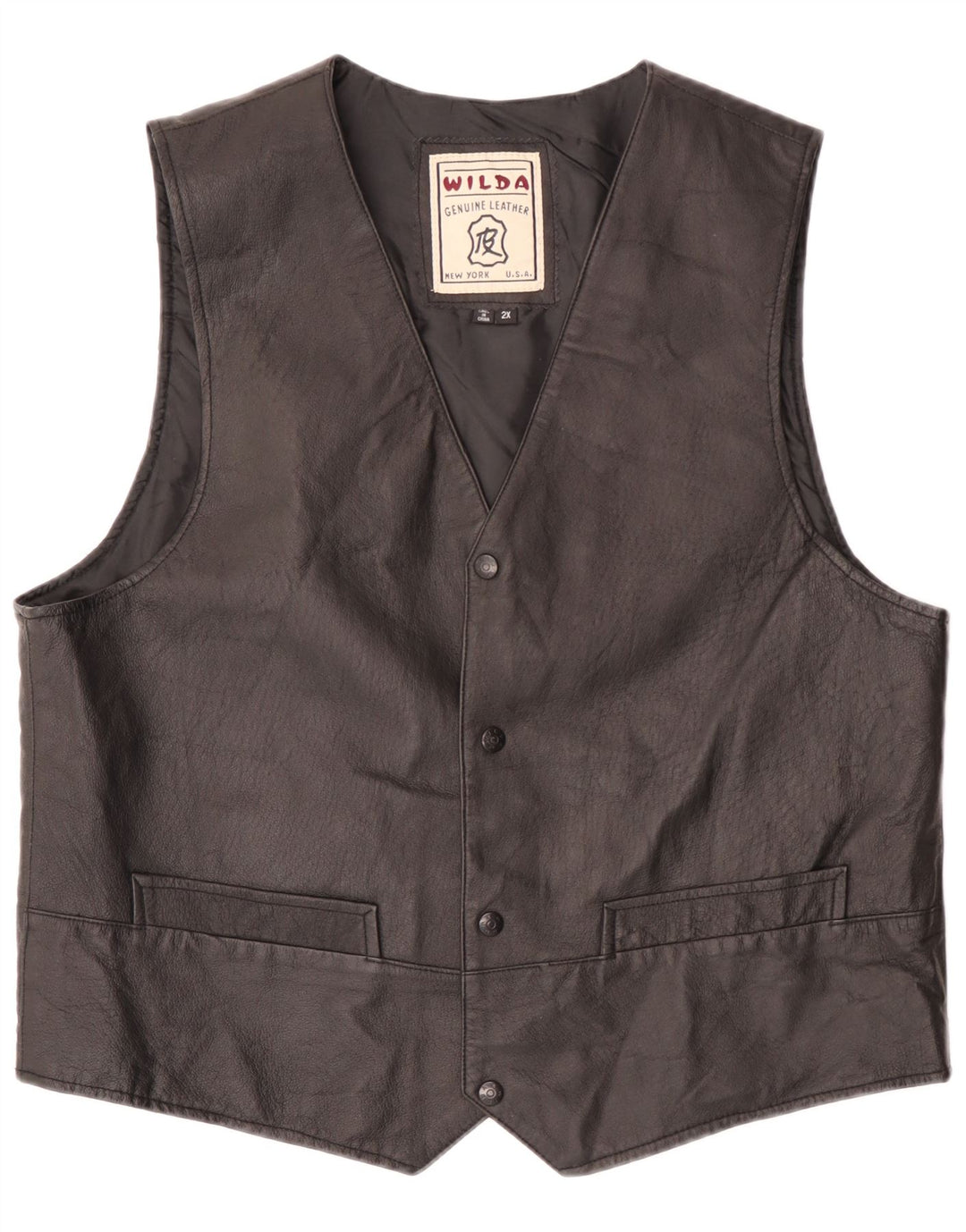 Gilet in pelle da uomo Wilda 2XL Pelle nera