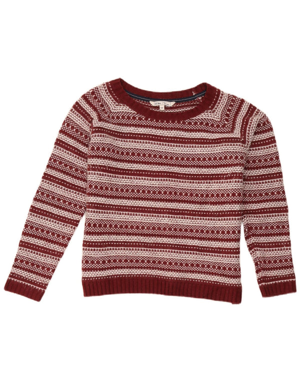 Maglione da donna con scollo a barca Fat Face UK 12 a righe bordeaux medie