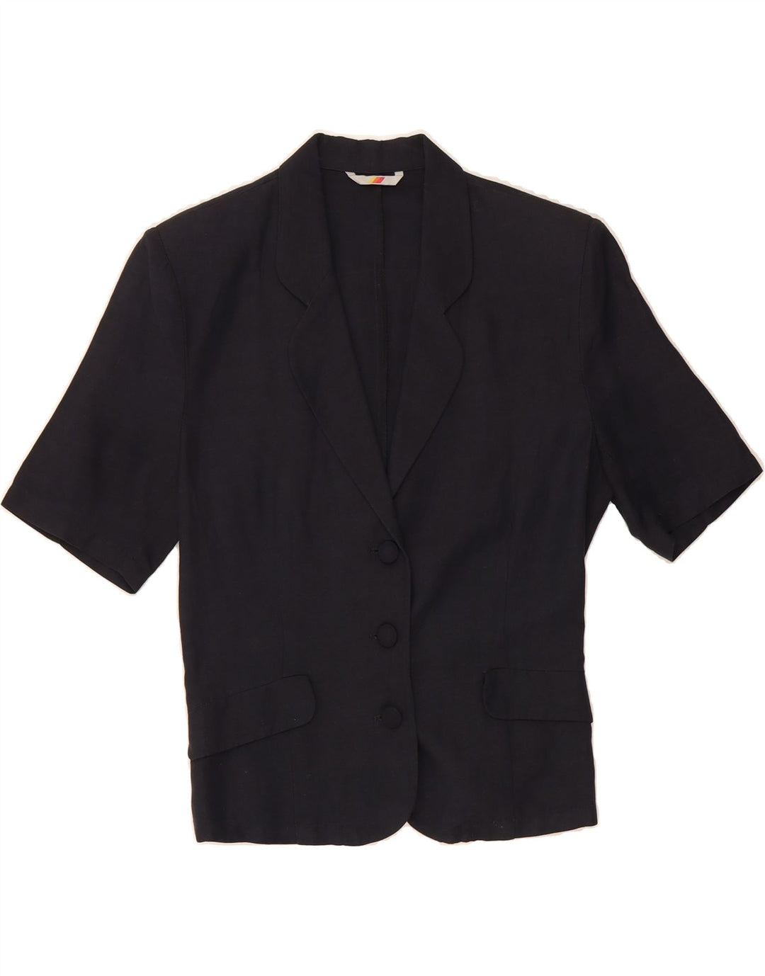 STEFANEL Womens 3 Button Short Sleeve Blazer Jacket IT 44 Medium Navy Blue Vintage Stefanel and Second-Hand Stefanel from Messina Hembry 