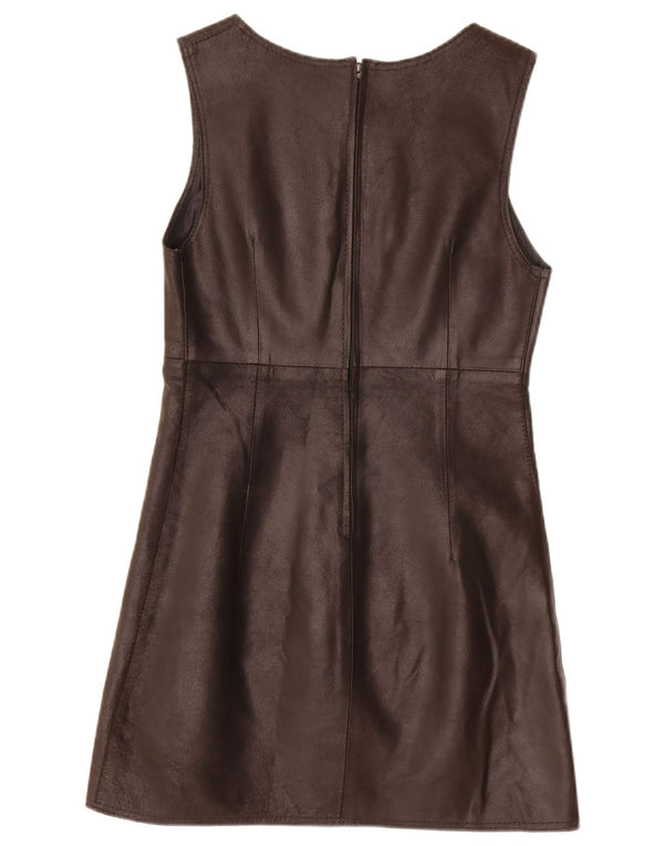 Abito tubino in pelle senza maniche vintage da donna IT 42 medio nero