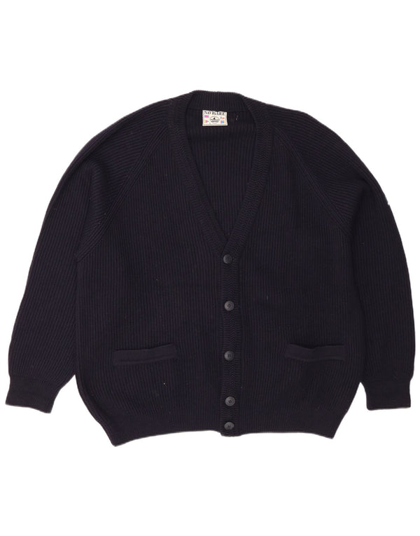 Maglione cardigan da uomo dalla vestibilità regolare Navigare, grande, in lana merino blu navy