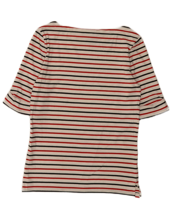 Top Ralph Lauren da donna manica 3/4 UK 12 medio a righe bianche