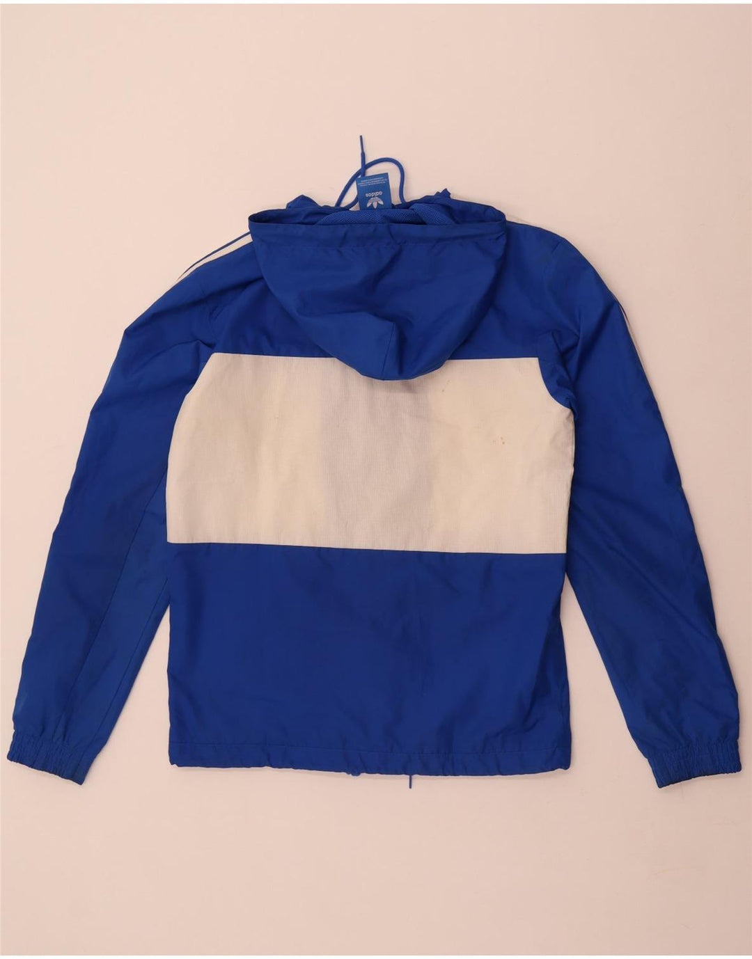 Giacca da ginnastica da uomo con cappuccio Adidas, piccola, in poliestere color block blu