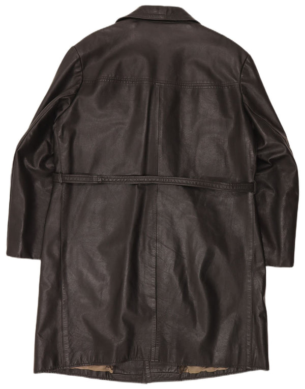 Cappotto in pelle vintage da uomo IT 54 2XL Pelle nera