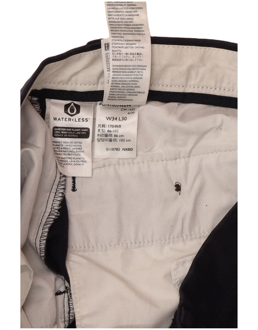 DOCKERS Pantaloni chino da uomo dalla vestibilità classica W34 L30 classico in cotone blu navy